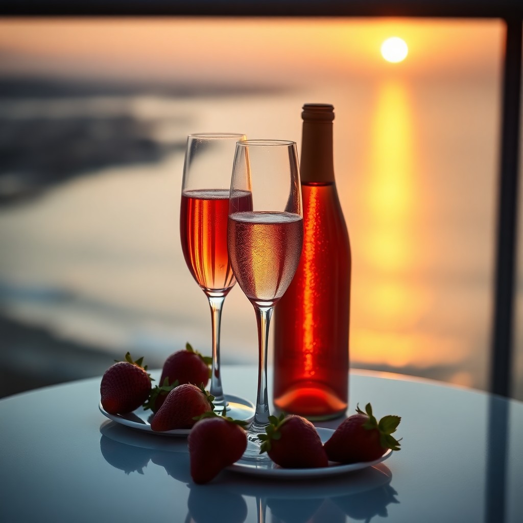 Champagne balcony sunset aboard Norwegian Epic